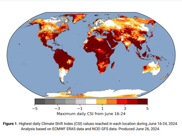 Countries with the highest impact of climate change from June 16 to 24