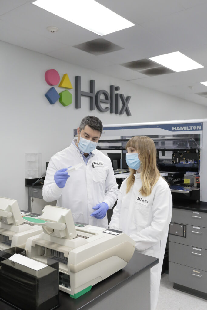 Helix researchers in the lab